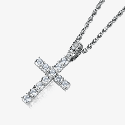 Diamond Cross Pendant - White Gold - Frosted Fate
