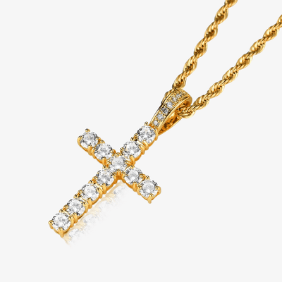 Diamond Cross Pendant - Gold - Frosted Fate