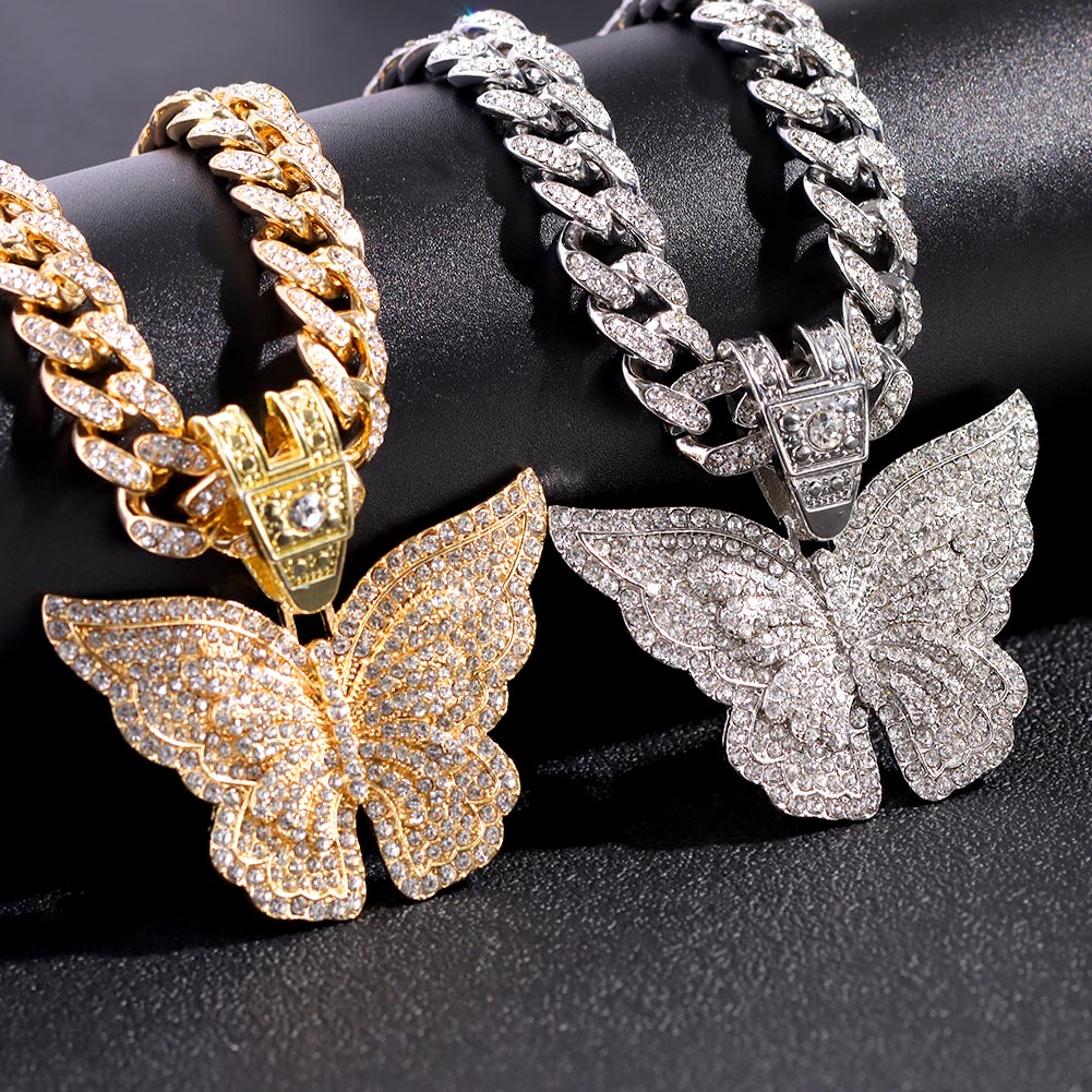 Iced Out Butterfly Pendant 13mm Cuban Chain - Frosted Fate
