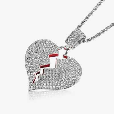 Broken Heart Pendant - White Gold - Frosted Fate