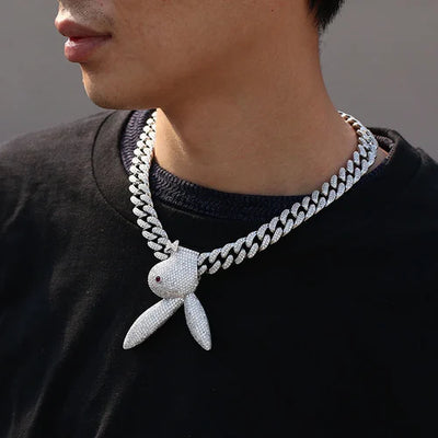 Play Boy Bunny Pendant 13mm Miami Cuban Chain - Frosted Fate