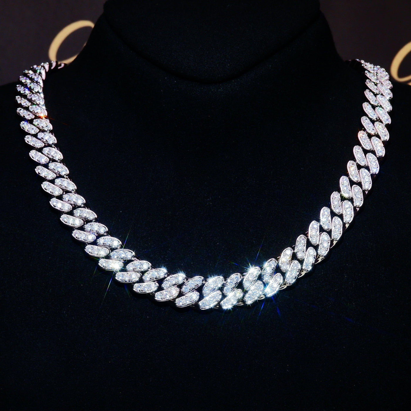 13mm 18K White/Gold-Plated Seamless Iced Cuban Chain - Frosted Fate