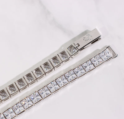 4.5mm Square Cut Diamond Tennis Chain in White Gold - Frosted Fate