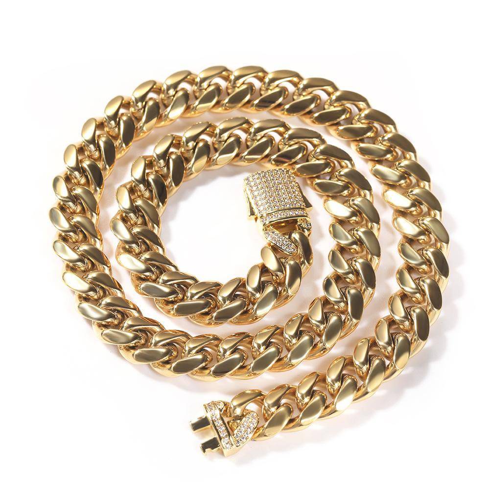 12mm Miami Cuban Link Chain - Gold - Frosted Fate