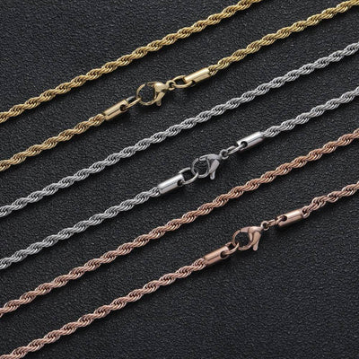 3mm Rope Chain - Rose Gold - Frosted Fate