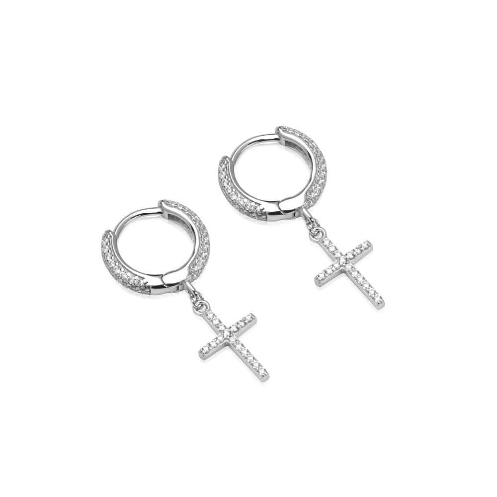 Iced Cross Earrings - Frosted Fate