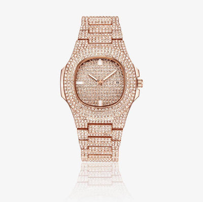 Iced Out Diamond Watch - Rose Gold - Frosted Fate